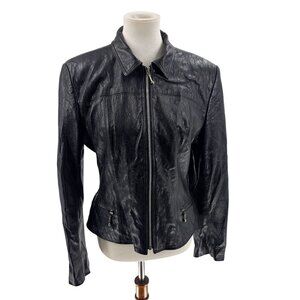 Bebe Black 100% Leather Jacket Womens Size S